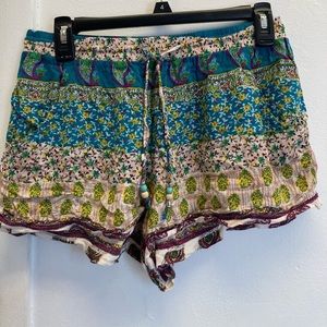 Floral shorts.